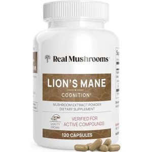 Lions Mane Mushroom Cognition Capsules (120 Capsules) Lions Mane Mushroom Powder Extract Capsules | Brain Supplement, Brain Vitamins, Focus Supplement