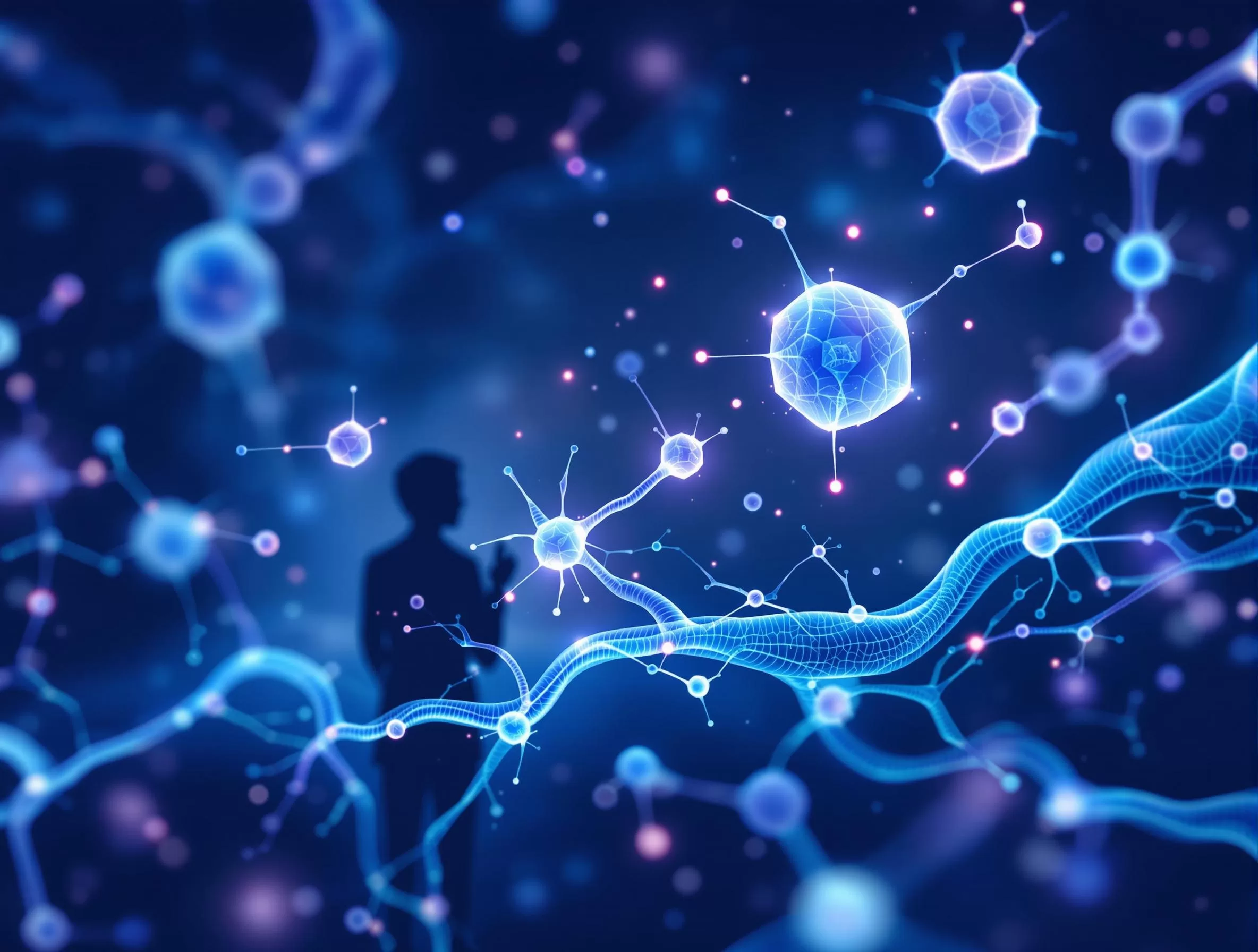 Abstract medical illustration showing brain neurons and serotonin pathways with molecular structures representing medication interactions, emphasizing the importance of professional healthcare consultation for psychedelic safety