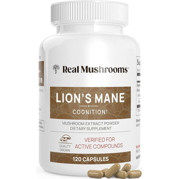 Lions Mane Mushroom Cognition Capsules (120 Capsules) Lions Mane Mushroom Powder Extract Capsules | Brain Supplement, Brain Vitamins, Focus Supplement
