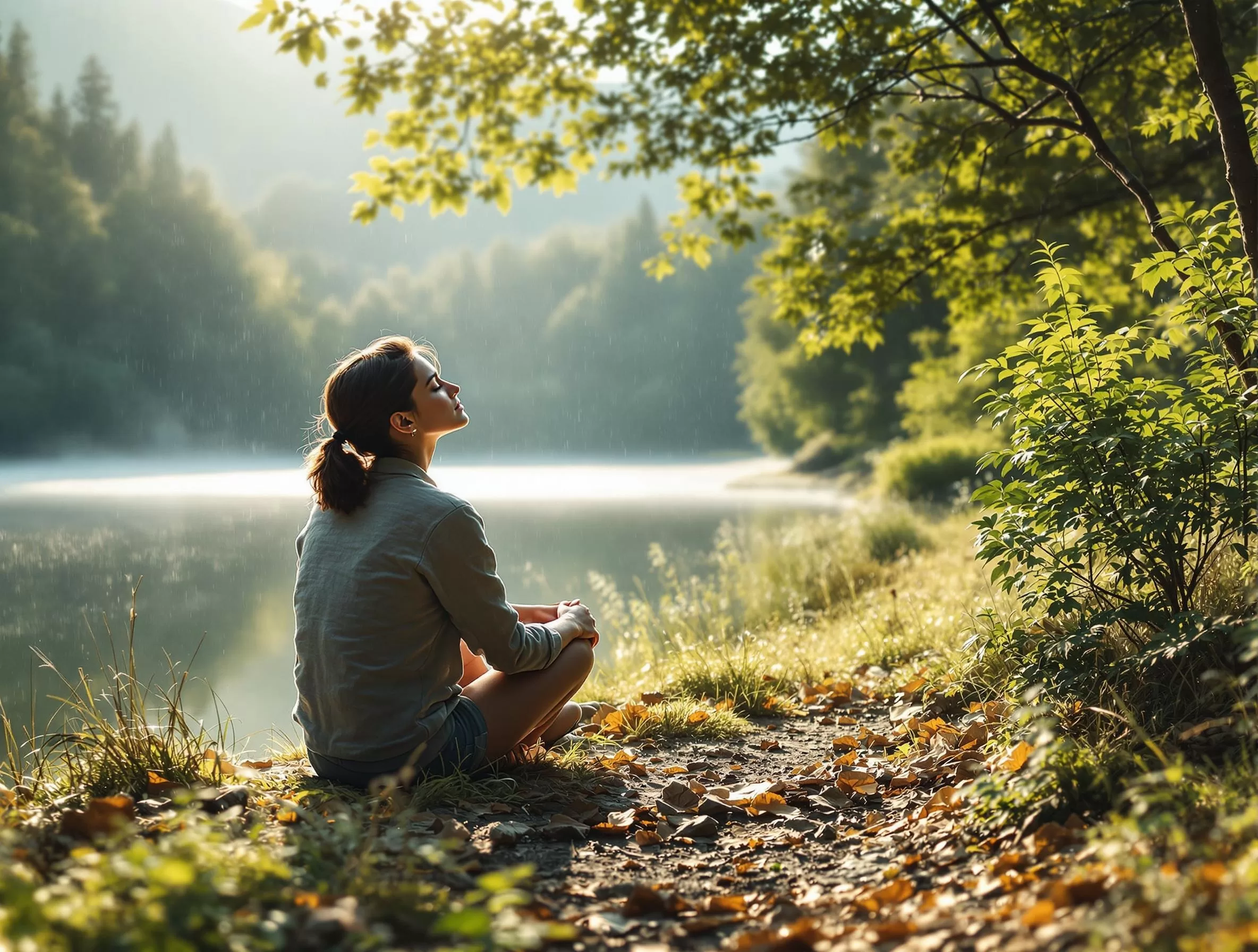 Peaceful image representing emotional balance and the gentle clearing of trauma responses, showing the journey from disconnection to grounded presence